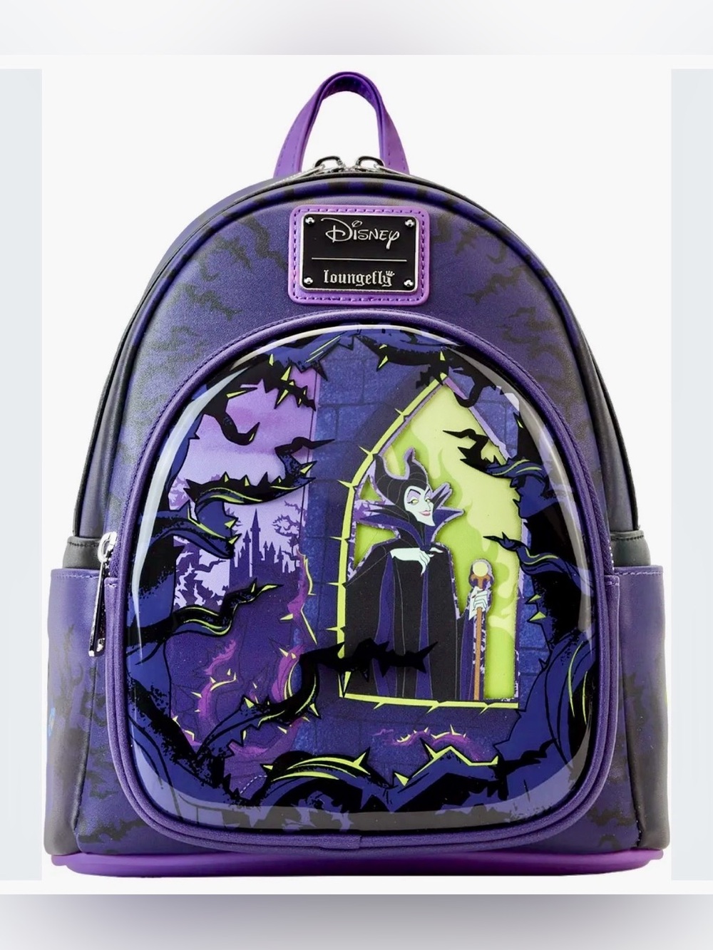 NEW Loungefly Disney Sleeping Beauty MALEFICIENT Window Box Glow Dark Backpack
